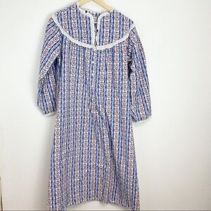 Lanz of Salzburg Blue Stripe Flannel Nightgown Large